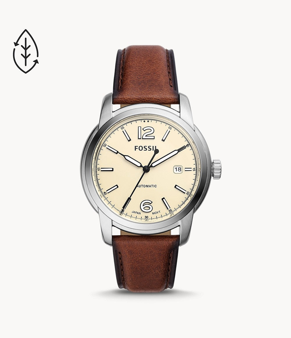 Fossil Heritage Automatic Black Eco Leather Watch
