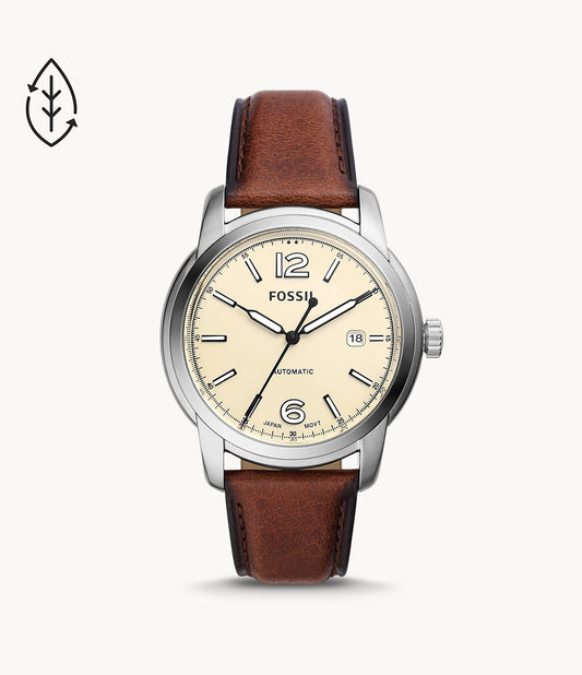 Fossil Heritage Automatic Black Eco Leather Watch